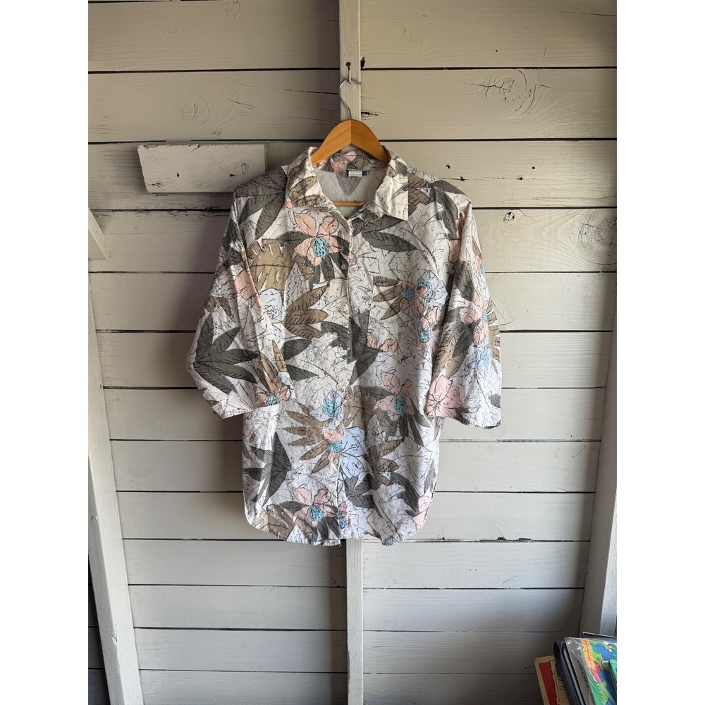 Vintage Venezia Sportswear Floral Button Up Shirt Womens 22/24 Made in USA